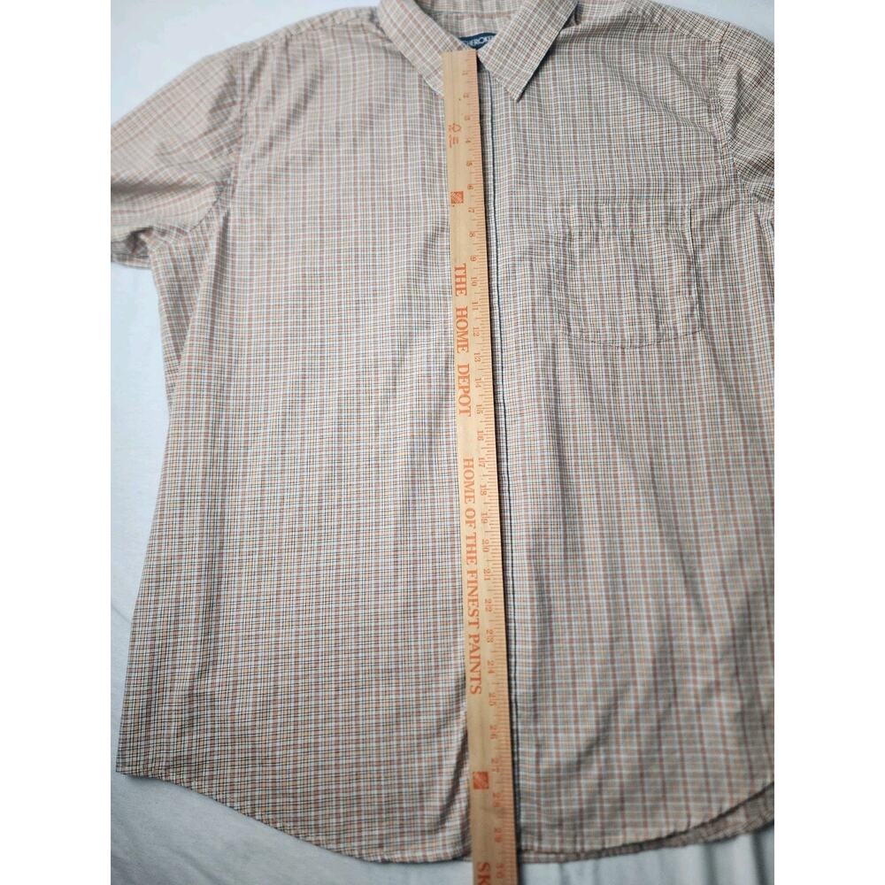 Cherokee Men's XL Orange Plaid Button Up Short Sleeve Shirt Retro Country Cotton - Picture 11 of 13